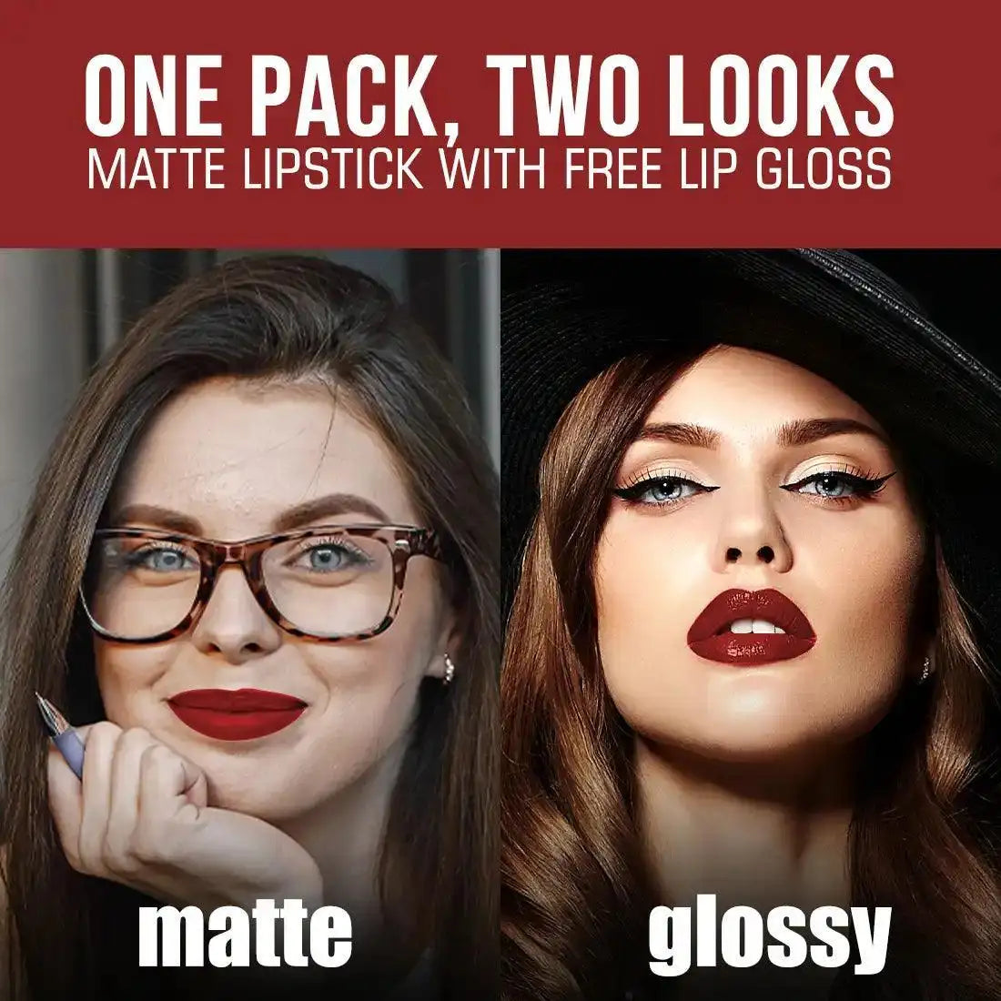 With free lip gloss, NEUD Red Kiss Matte Liquid Lipstick gives you the option to choose matte or glossy look - everteen-neud.com