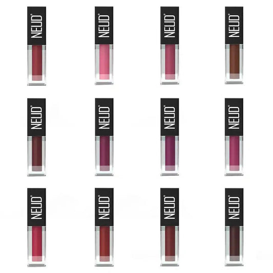 NEUD Matte Liquid Lipsticks 12 Shades with Jojoba Oil, Vitamin E and Almond Oil - Smudge Proof 12-hour Stay Formula with Free Lip Gloss 7419870537630