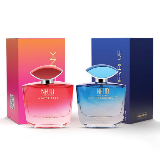 NEUD Montpellier Blue 100ml and Grasse Pink 100ml Luxury Perfumes for Women Long Lasting EDP - 2 Pack Eau De Parfum Combo - Official Brand Store: everteen | NEUD | Nature Sure | ManSure