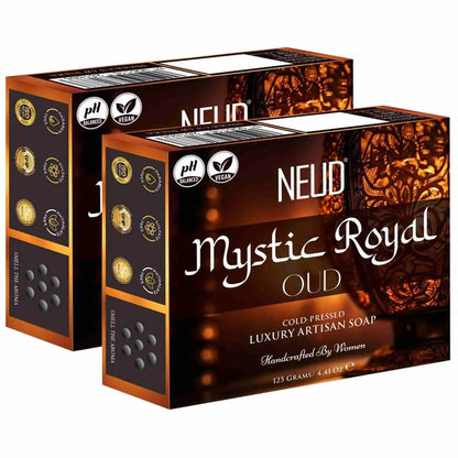 Buy 2 Packs of NEUD Mystic Royal Oud Luxury Artisan pH Balanced Cold-Pressed Handmade Soap 125g Each With Oudh and Gul Banafsha - everteen-neud.com