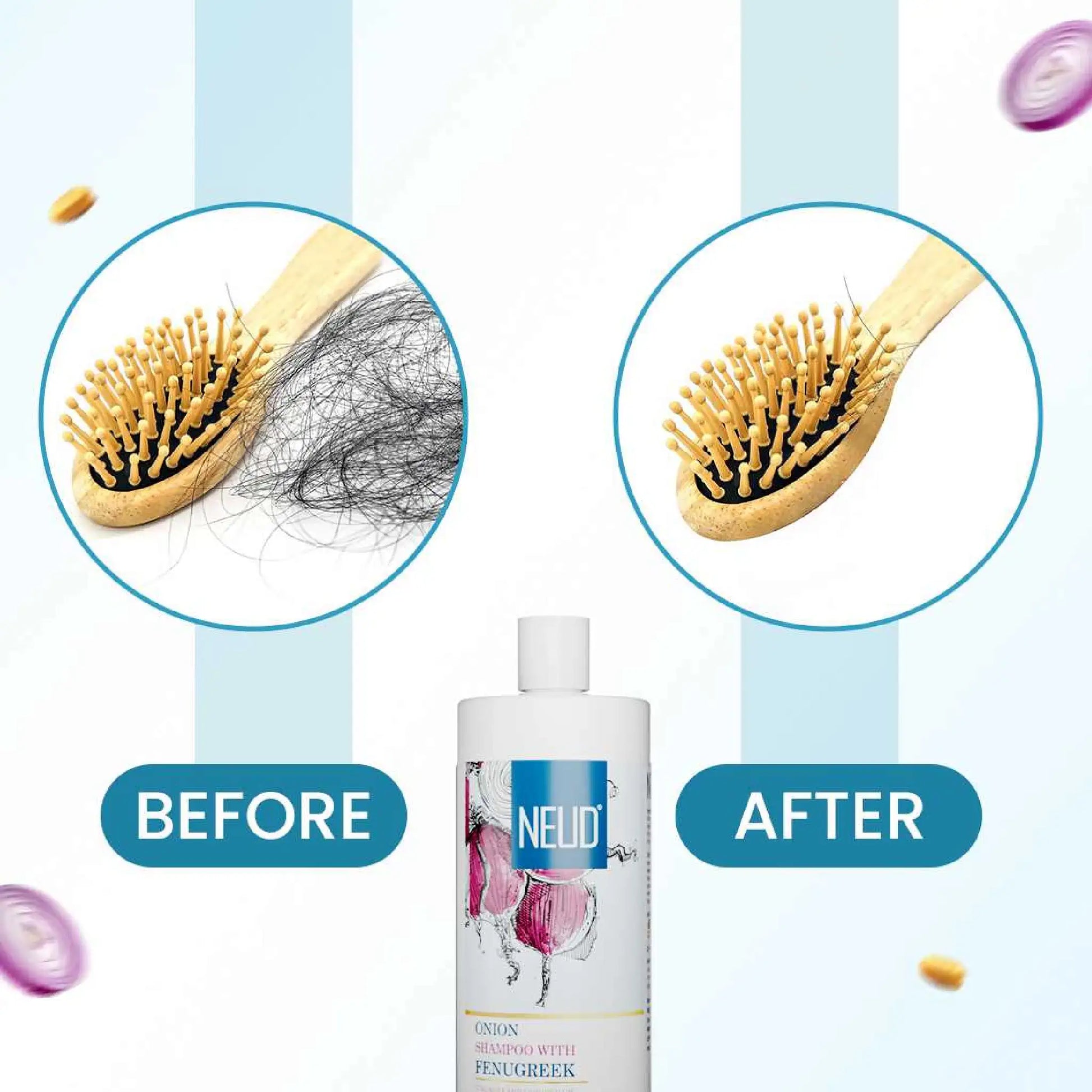 NEUD Hair Shampoo 400ml with Fenugreek - Before and After Comparison