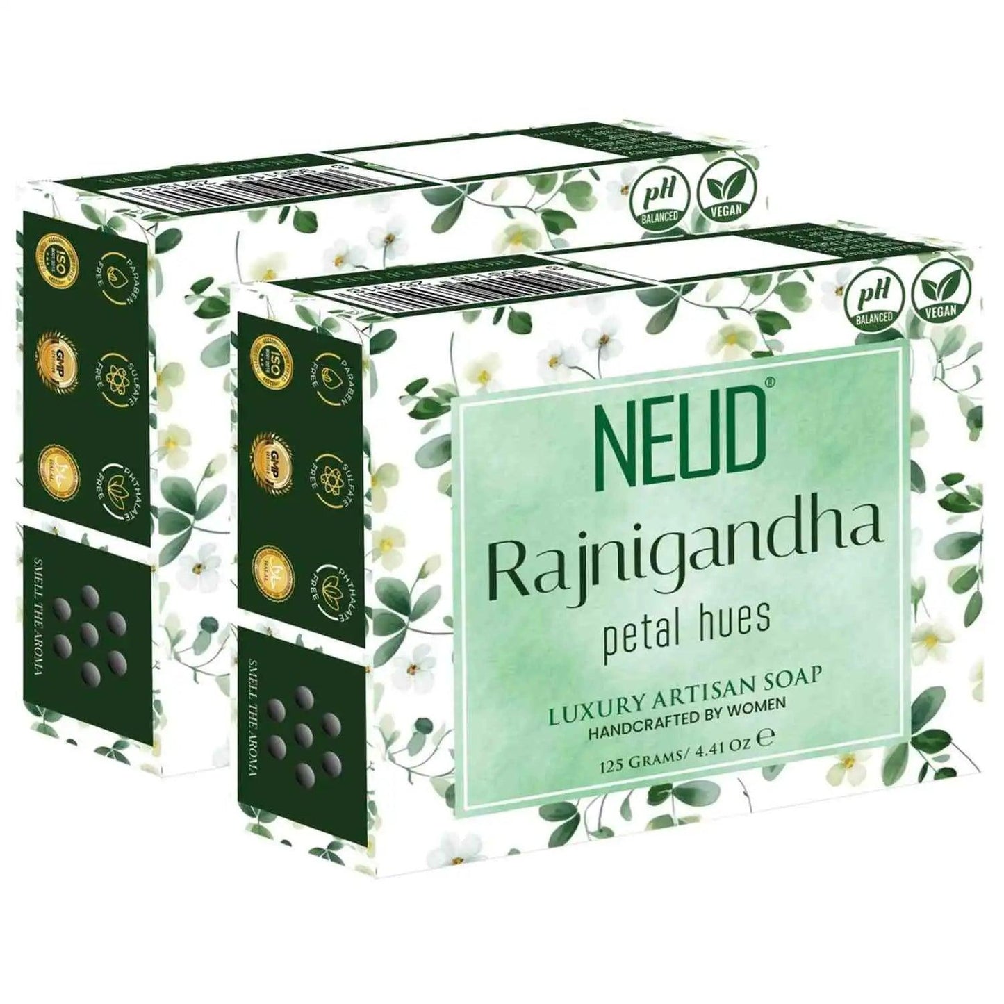 Buy 2 Packs NEUD Rajnigandha Petal Hues Luxury Artisan pH Balanced Vegan Handmade Soap 125g Each With Tuberose - everteen-neud.com