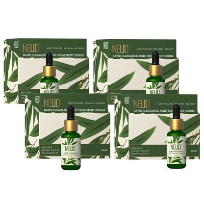 Buy 4 Packs NEUD Rapid Clearance Acne Treatment Serum 30ml With Salicylic Acid, Bakuchiol and Niacinamide - everteen-neud.com