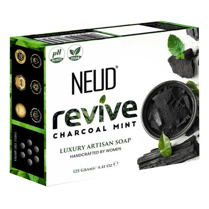 Buy 1 Pack NEUD Revive Charcoal Mint Luxury Artisan pH-Balanced Vegan Handmade Soap With Tea Tree Oil, Peppermint, Eucalyptus Oil and Khus Seed - everteen-neud.com