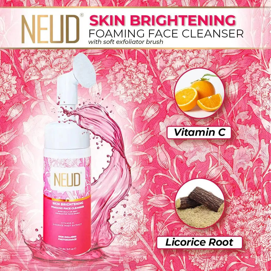 NEUD Skin Brightening Foaming Face Cleanser 150ml is Enriched With Vitamin C and Licorice - everteen-neud.com