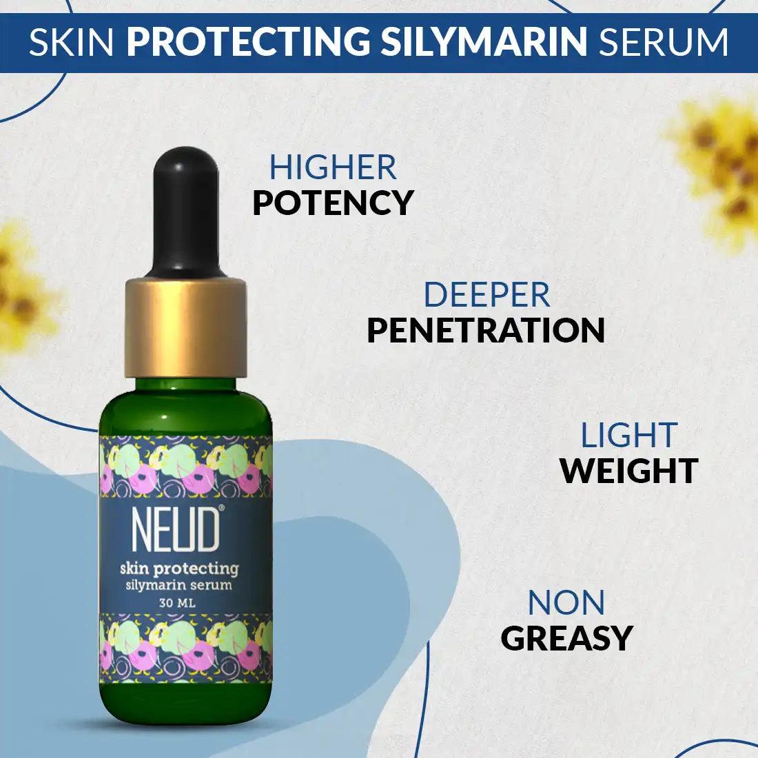 NEUD Skin Protecting Silymarin Serum 30ml With Witch Hazel, Provitamin B5 and Aquaxyl Has Higher Potency, Deeper Penetration, is Lightweight and Non-Greasy - everteen-neud.com