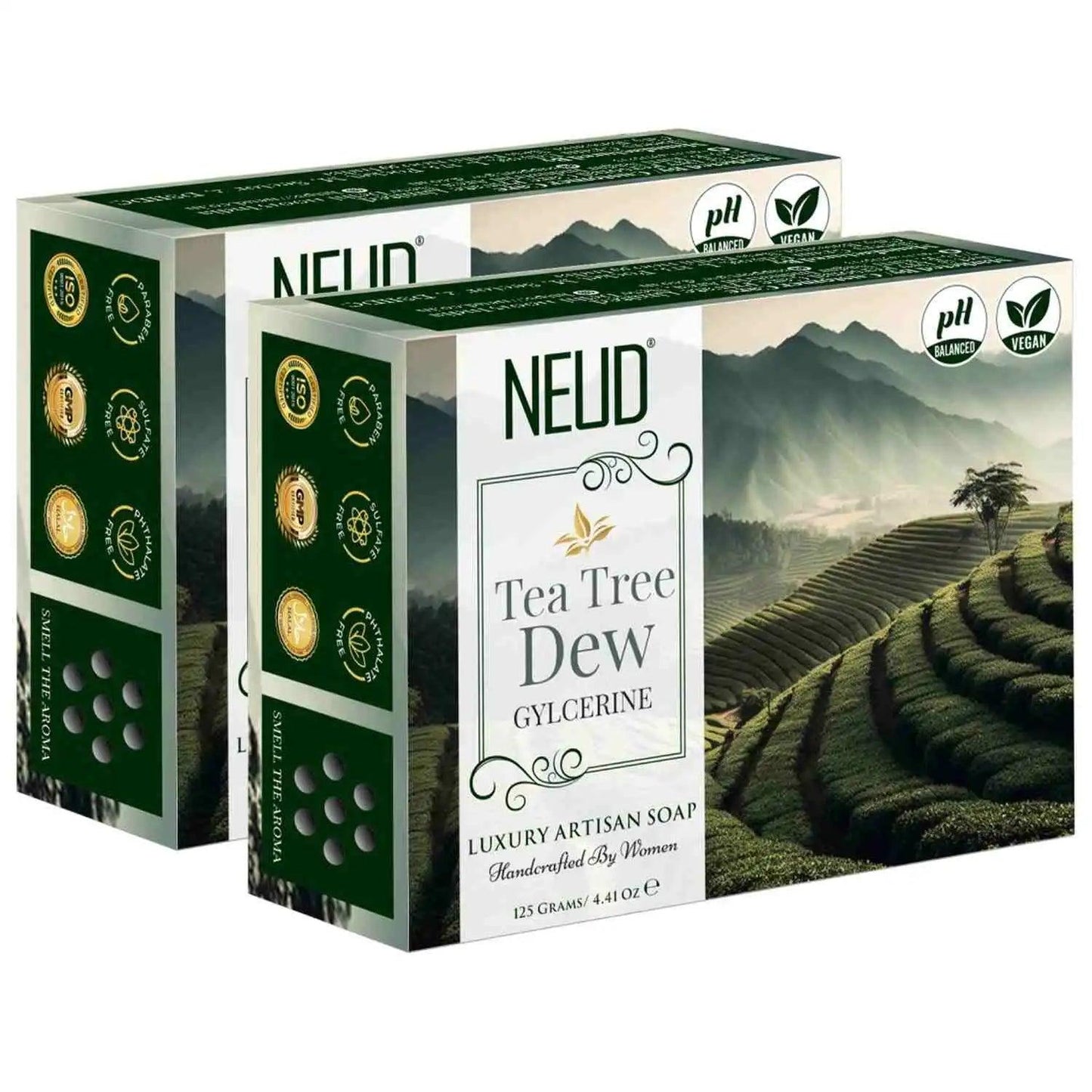 Buy 2 Packs NEUD Tea Tree Dew Glycerine Luxury Artisan Handmade Soap 125g Each - everteen-neud.com