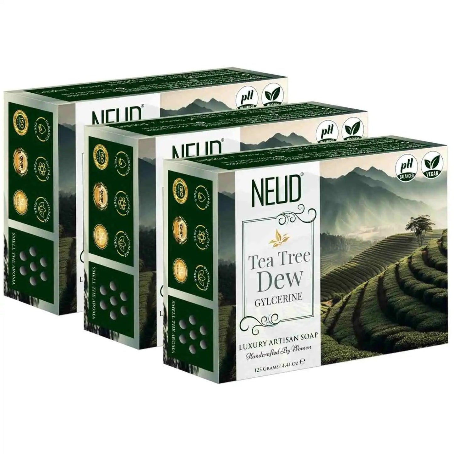 Buy 3 Packs NEUD Tea Tree Dew Glycerine Luxury Artisan Handmade Soap 125g Each - everteen-neud.com