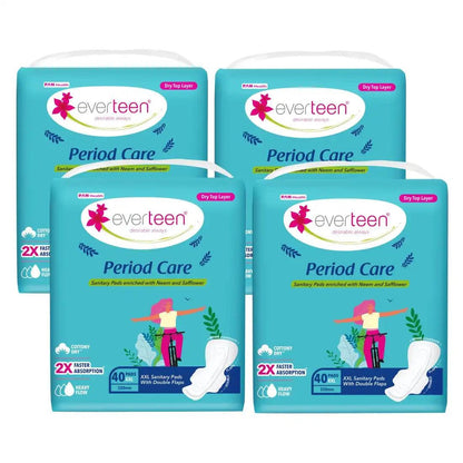 Buy 4 Packs everteen Period Care XXL Dry 40 Sanitary Pads with Double Flaps, Neem and Safflower - Official Brand Store